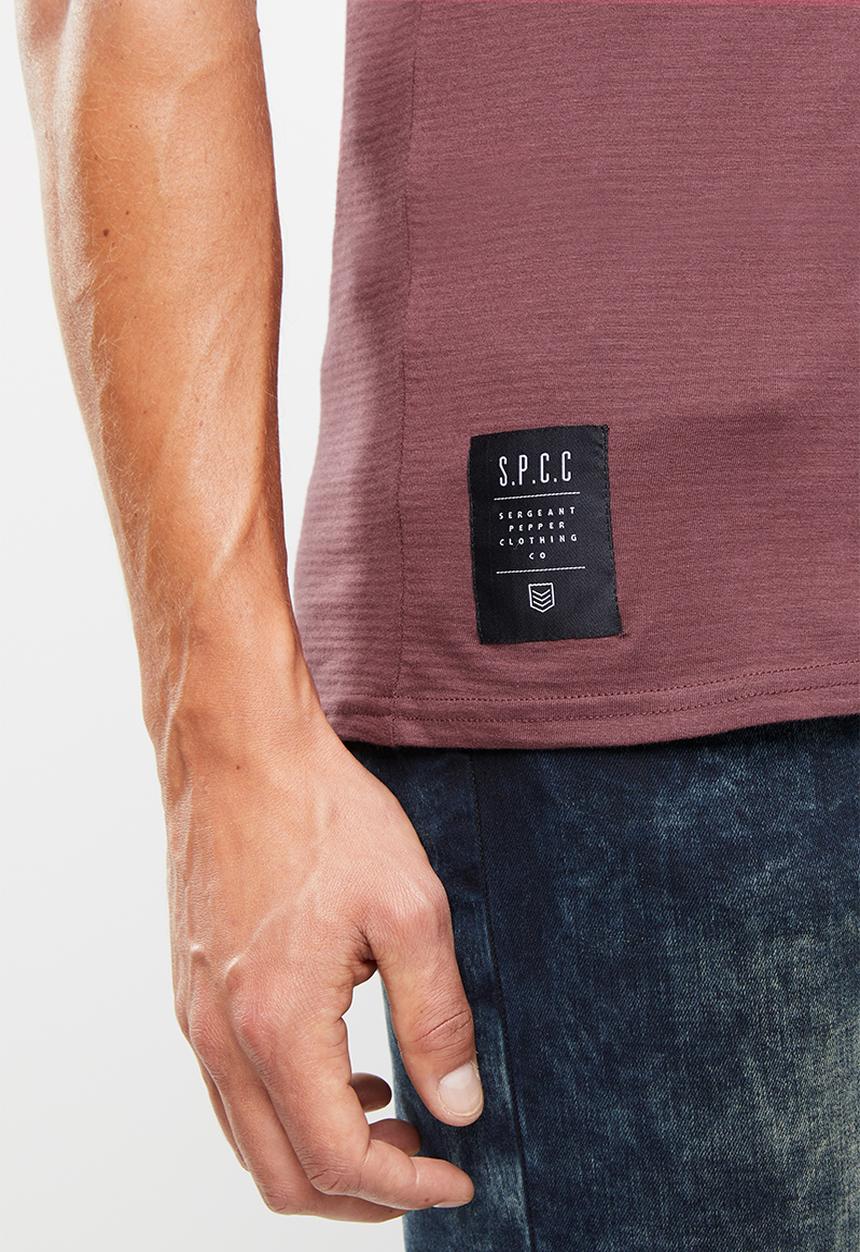 S.P.C.C - Shadow stripe logo tee - burgundy