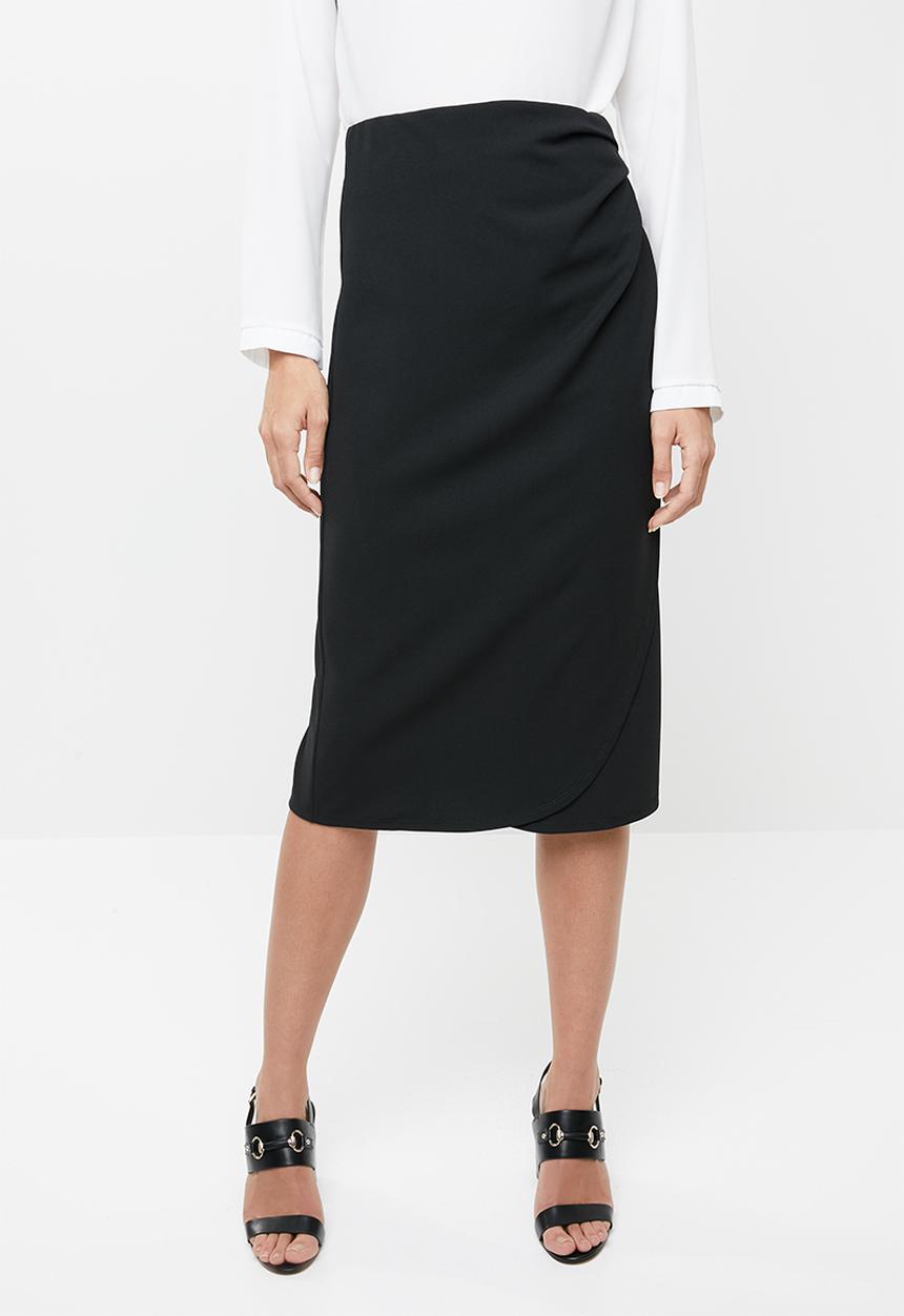 edit - Wrap detail pencil skirt - black