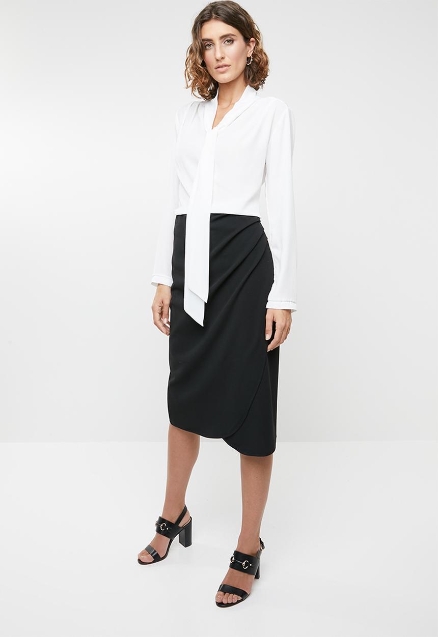 edit - Wrap detail pencil skirt - black
