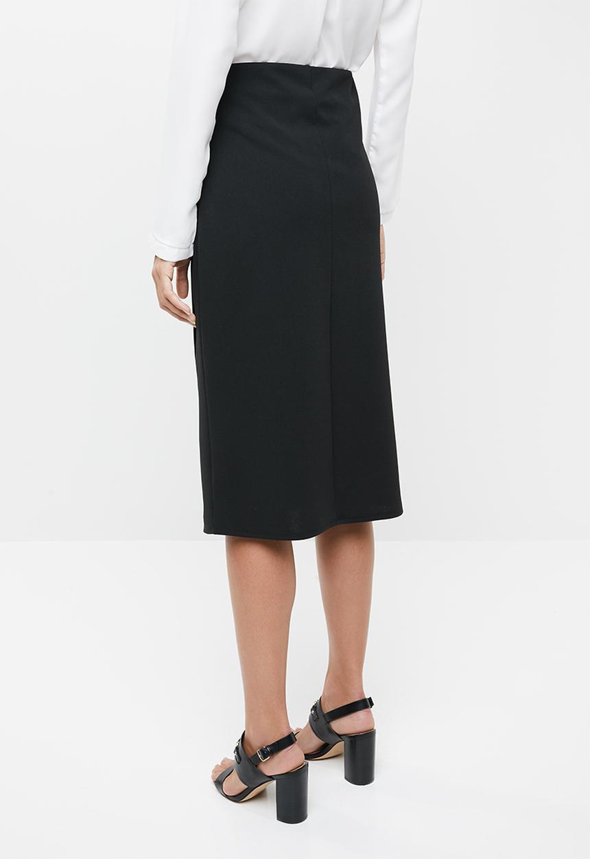 edit - Wrap detail pencil skirt - black