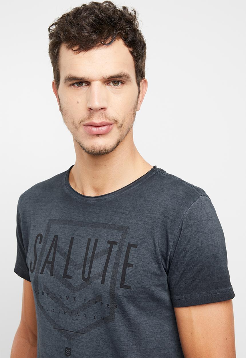 S.P.C.C - Reverse dirty dye logo tee - charcoal 