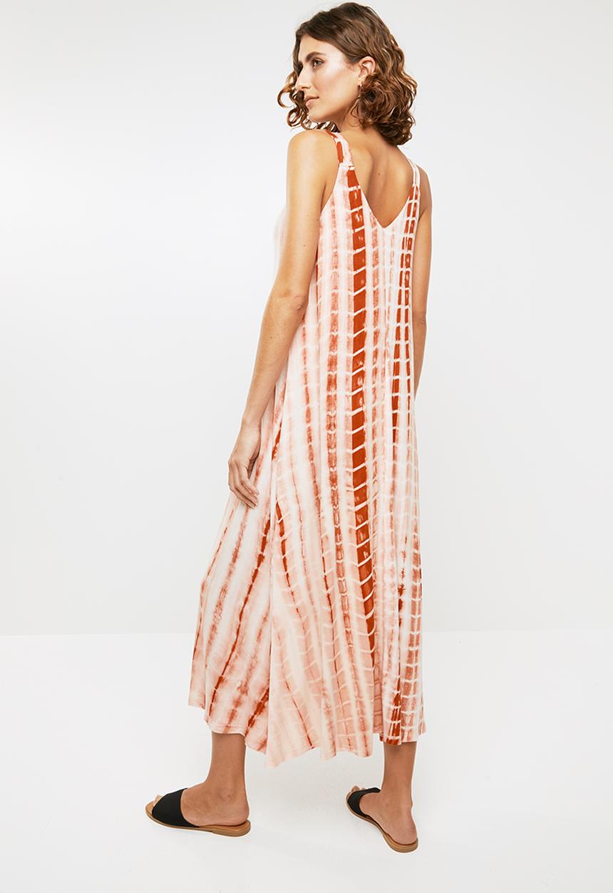 Me&B - Tie dye dress -  white & rust