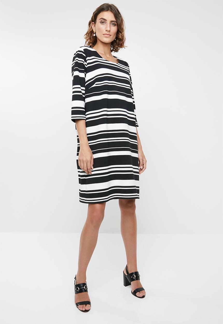 edit - Stripe tunic dress - black and white