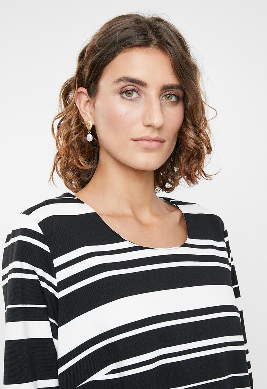 edit - Stripe tunic dress - black and white