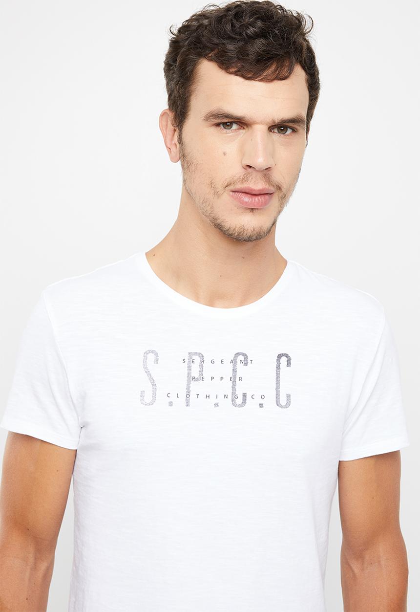 S.P.C.C - Scoop hem logo short sleeve tee - white
