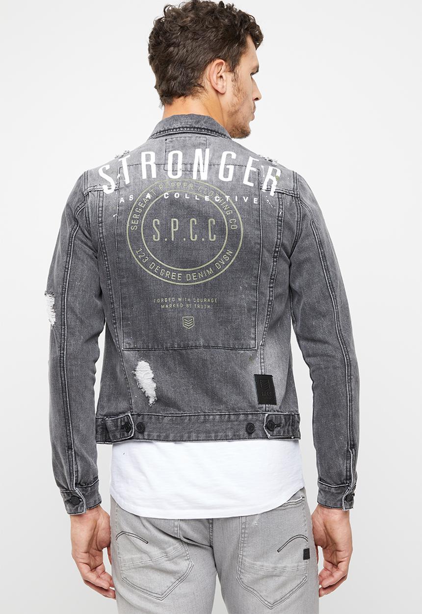 S.P.C.C - Back print denim jacket - grey