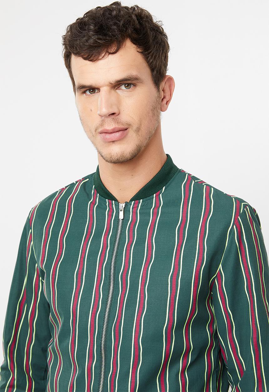Jack & Jones - Sean stripe jacket - green & red