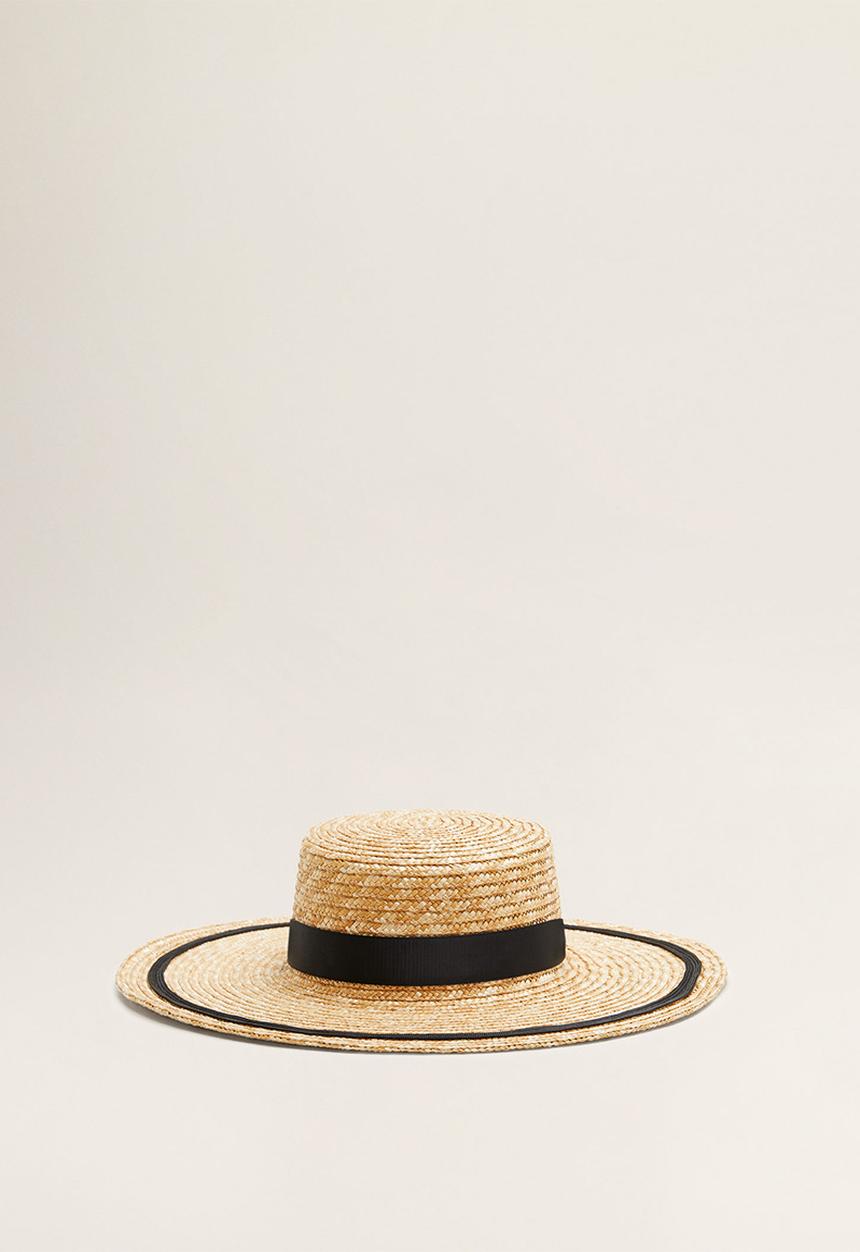 MANGO - Contrast ribbon hat - beige
