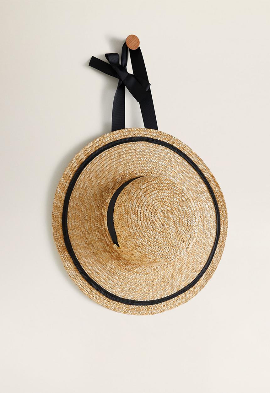 MANGO - Contrast ribbon hat - beige