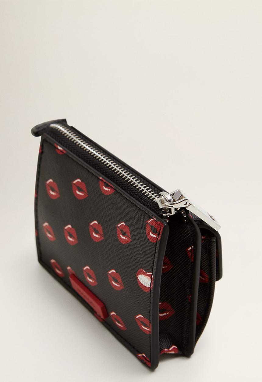 MANGO - Zip kiss purse - black & red