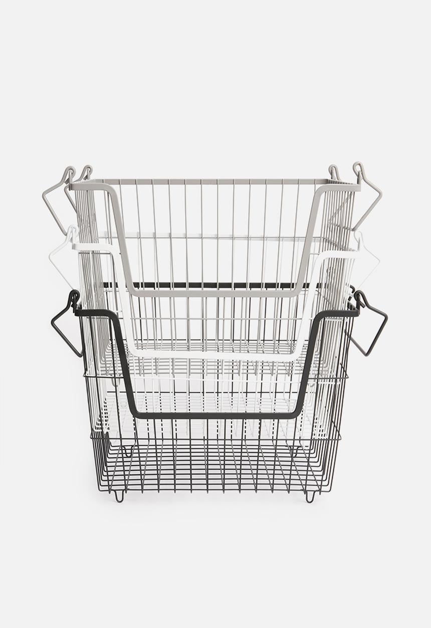 Storage Solutions - Stacking basket set of 3 - black/grey/white