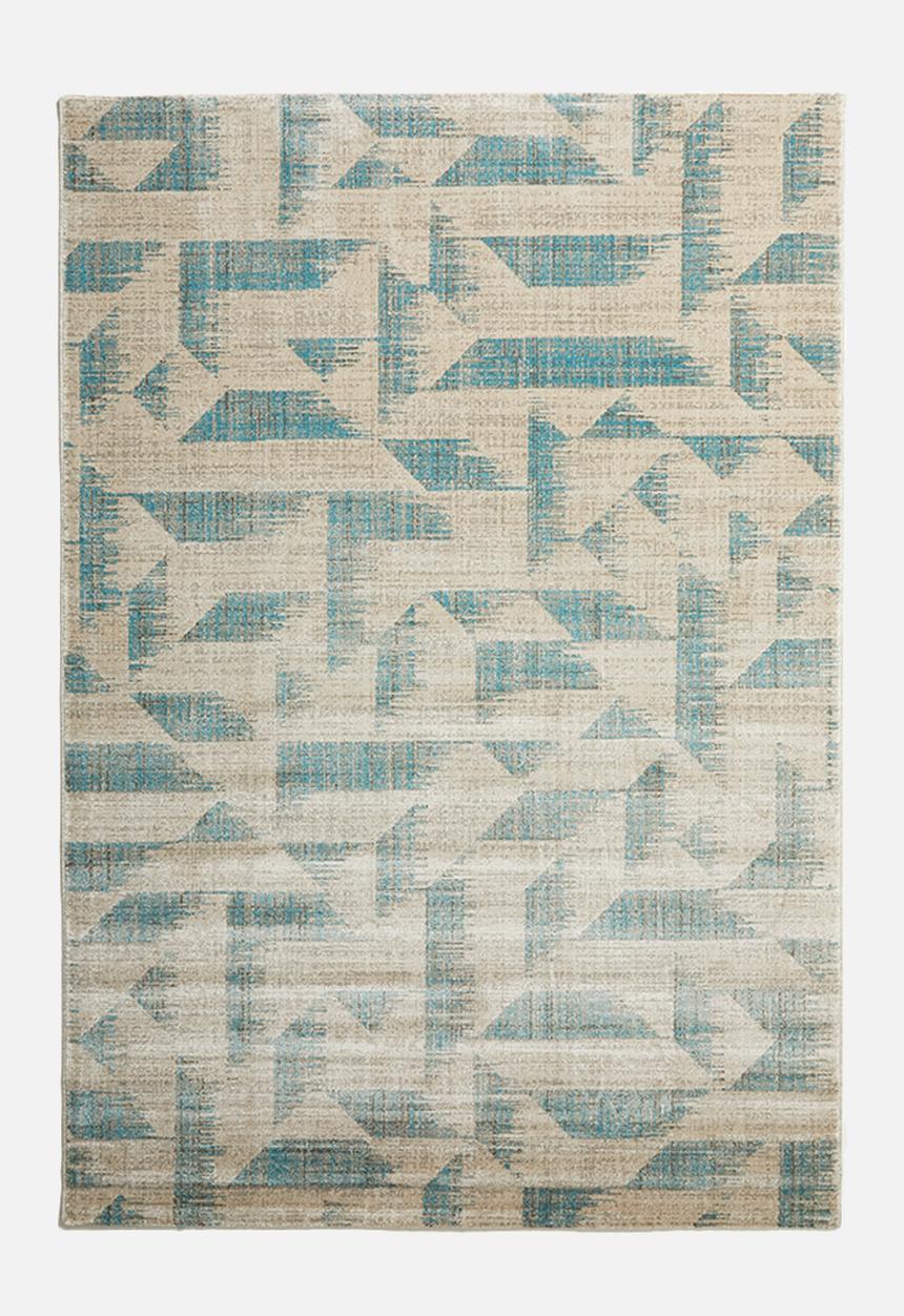 Sixth Floor - Abstract antique trend rug - duck egg blue & cream