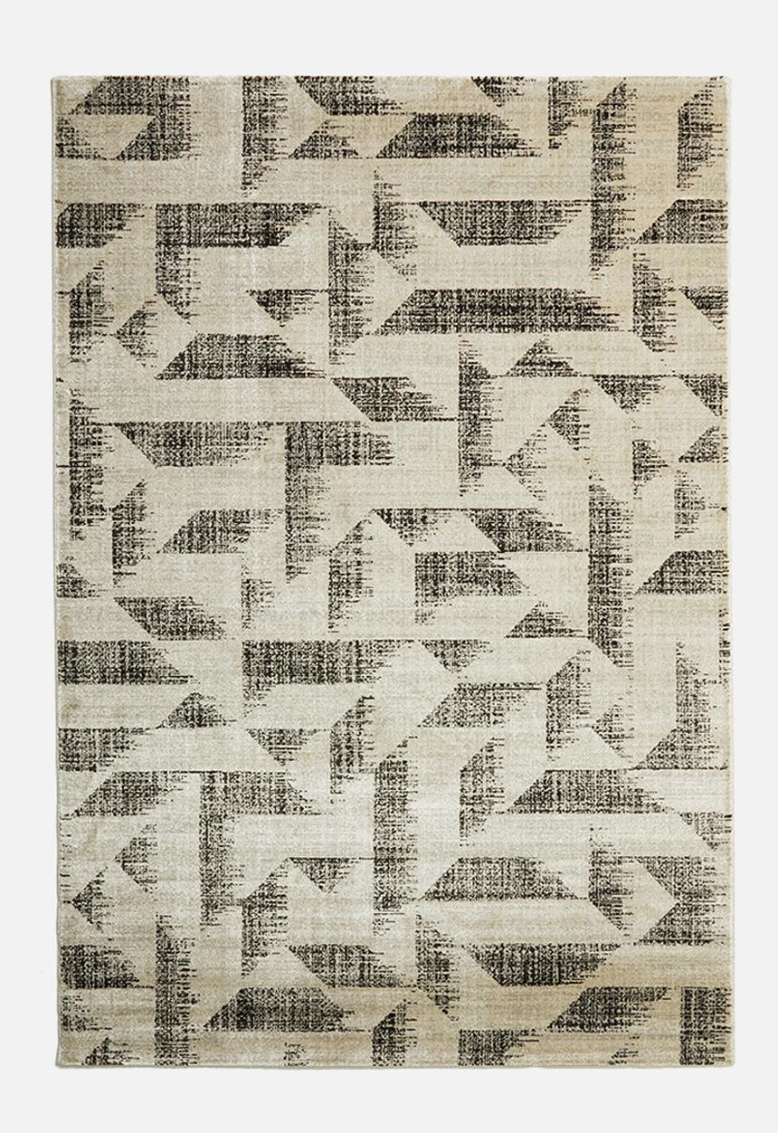 Sixth Floor - Abstract antique trend rug - dark grey & cream