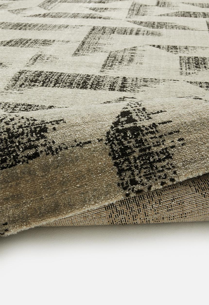 Sixth Floor - Abstract antique trend rug - dark grey & cream
