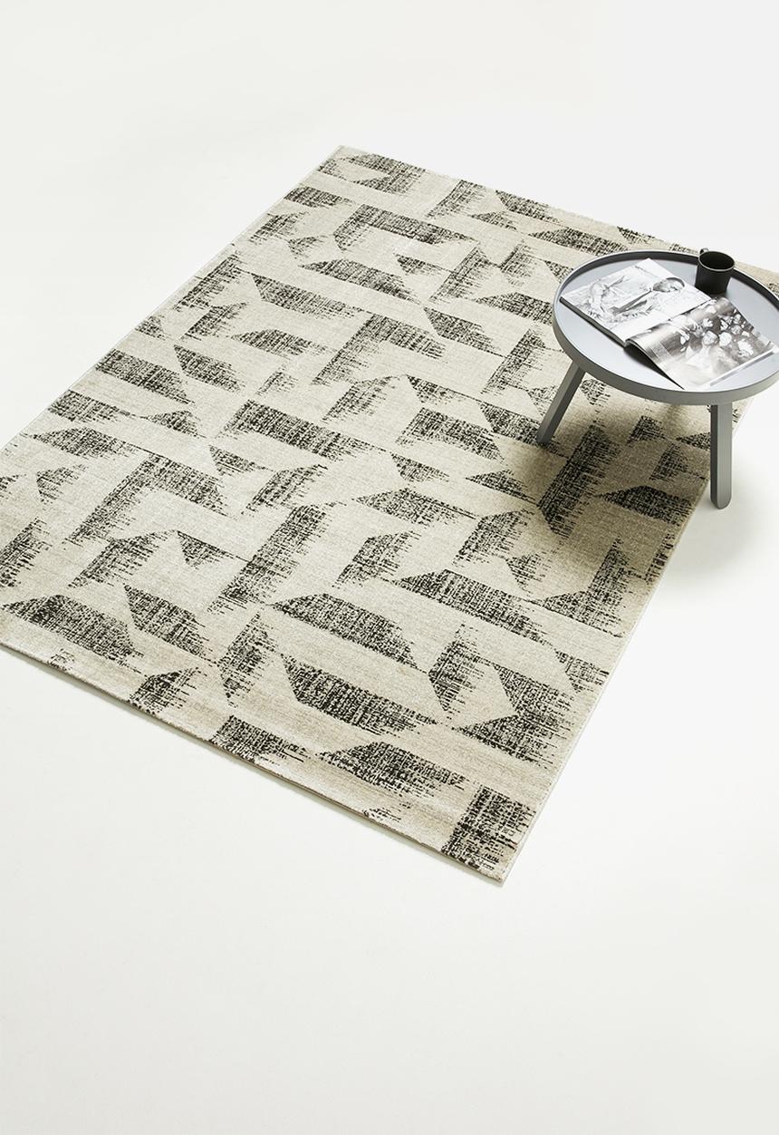 Sixth Floor - Abstract antique trend rug - dark grey & cream