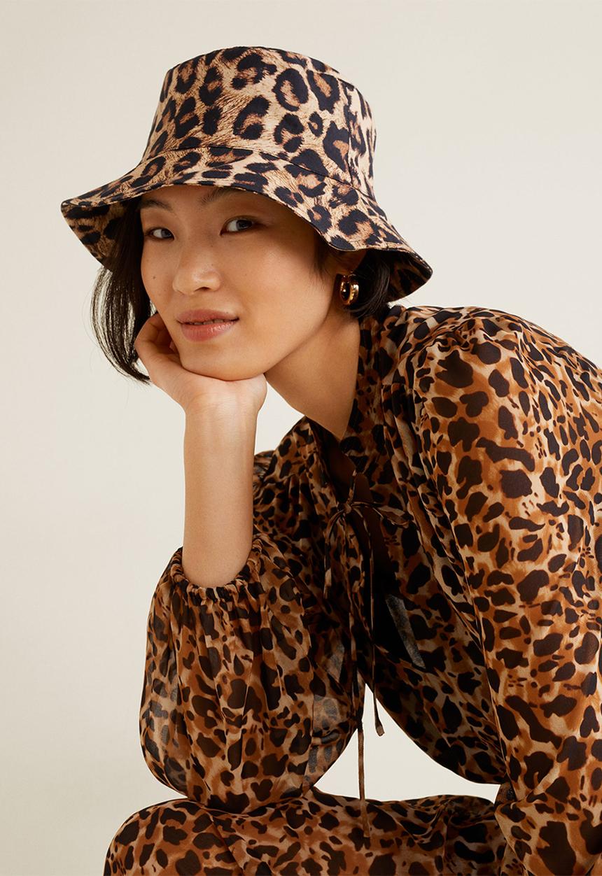 MANGO - Leopard bucket hat - beige
