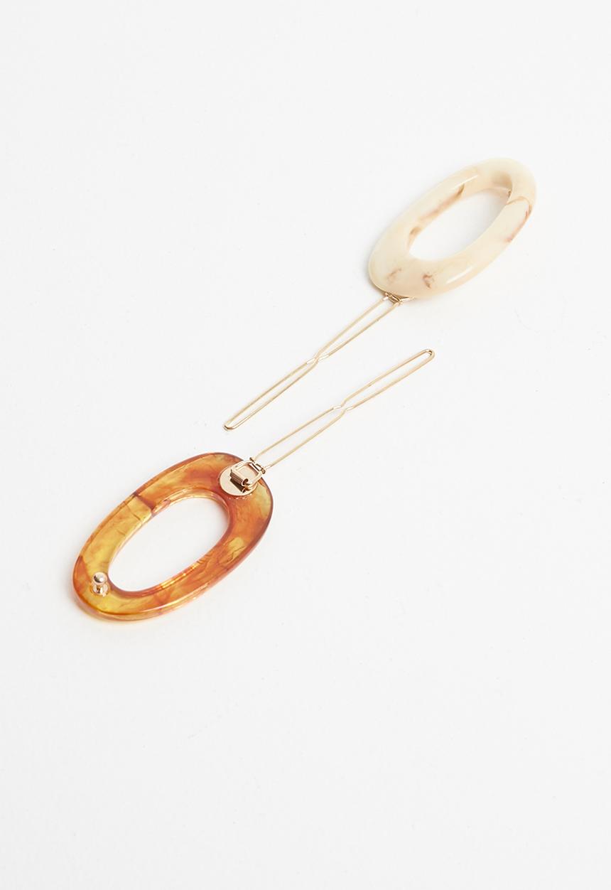 Superbalist - Oval hair clip set - neutral & orange