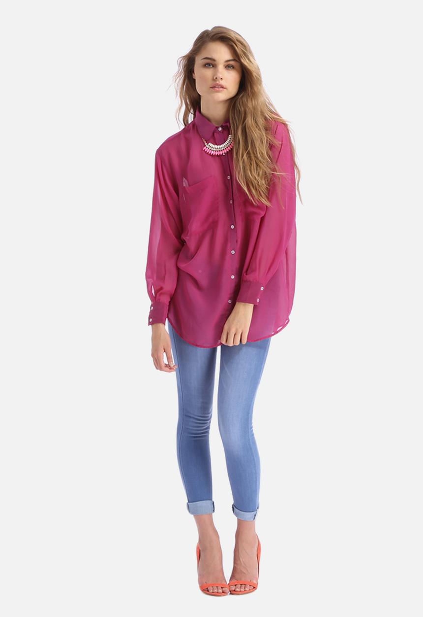 American Apparel - Chiffon Oversized Button-Up