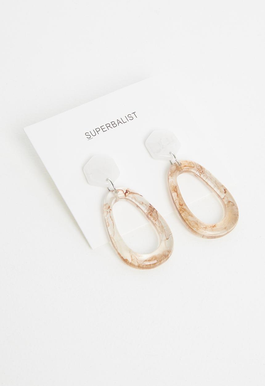 Superbalist - Resin drop earrings - white & brown