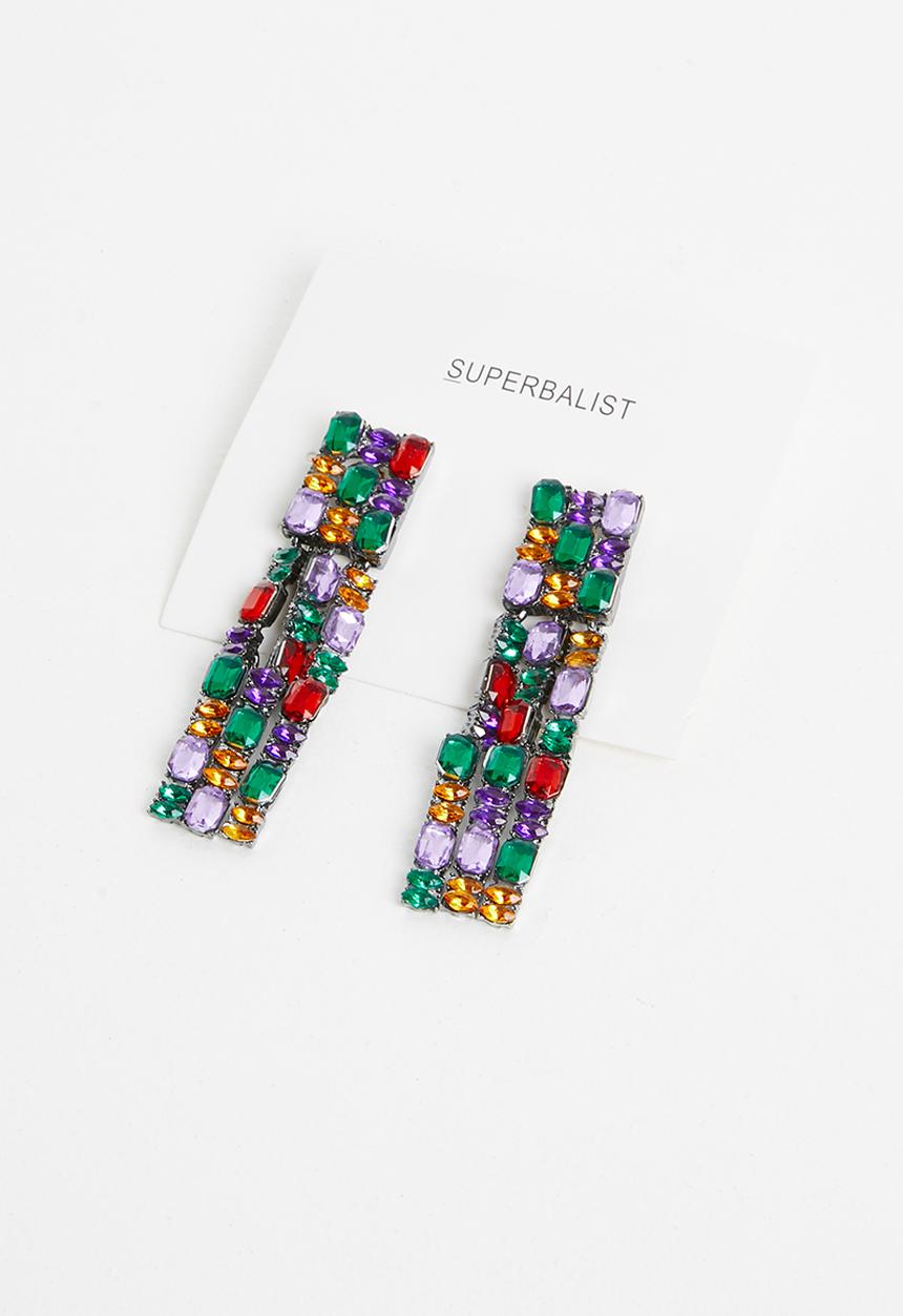 Superbalist - Mosaic curtain drop earrings - multi