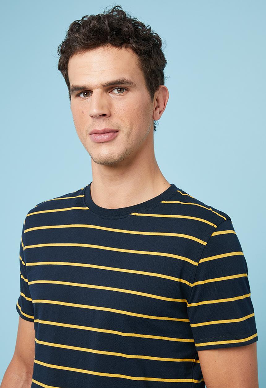 Superbalist - Nautical stripe crew neck tee - navy & yellow