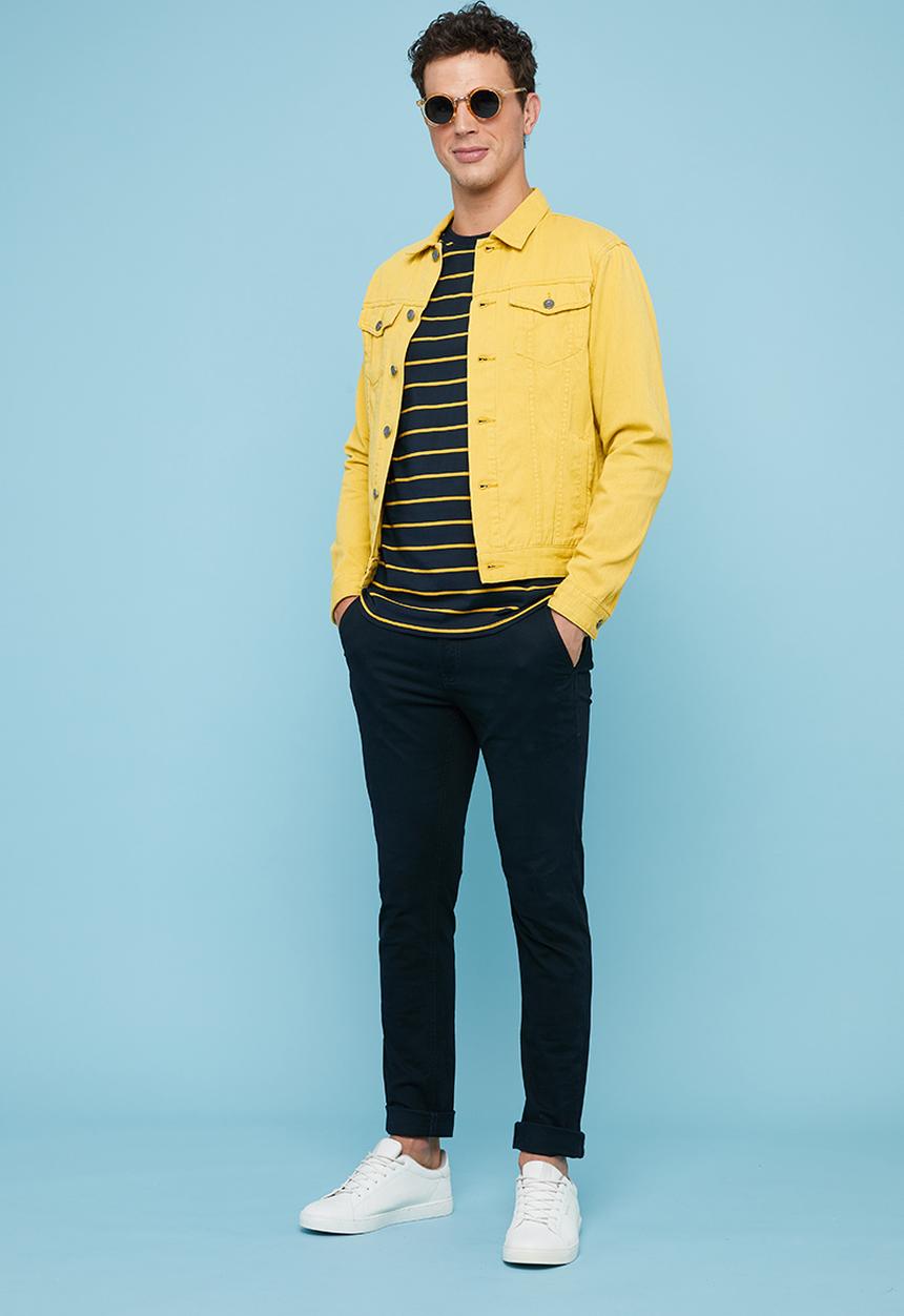 Superbalist - Nautical stripe crew neck tee - navy & yellow
