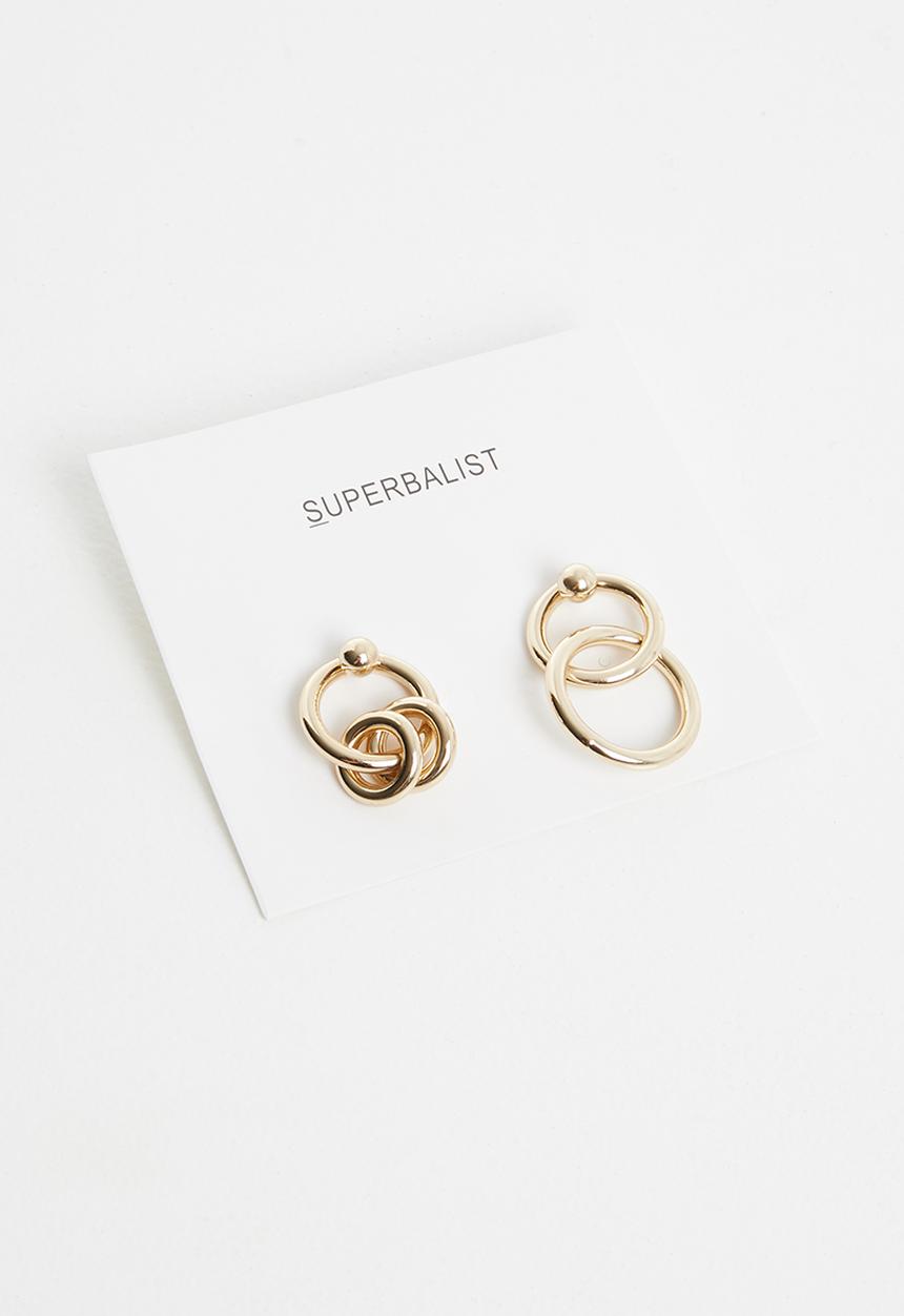 Superbalist - Mis matched ring earrings - gold