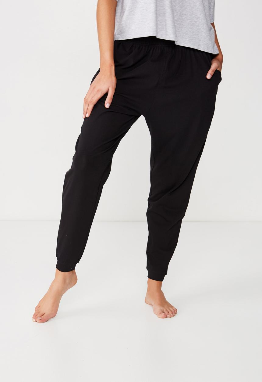 Cotton On - Jersey cuffed pant - black