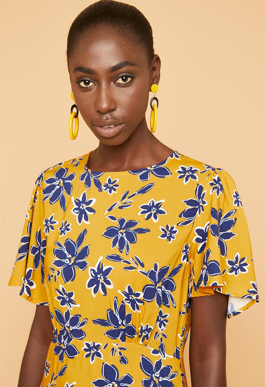 Superbalist - Midi tea dress - yellow & navy