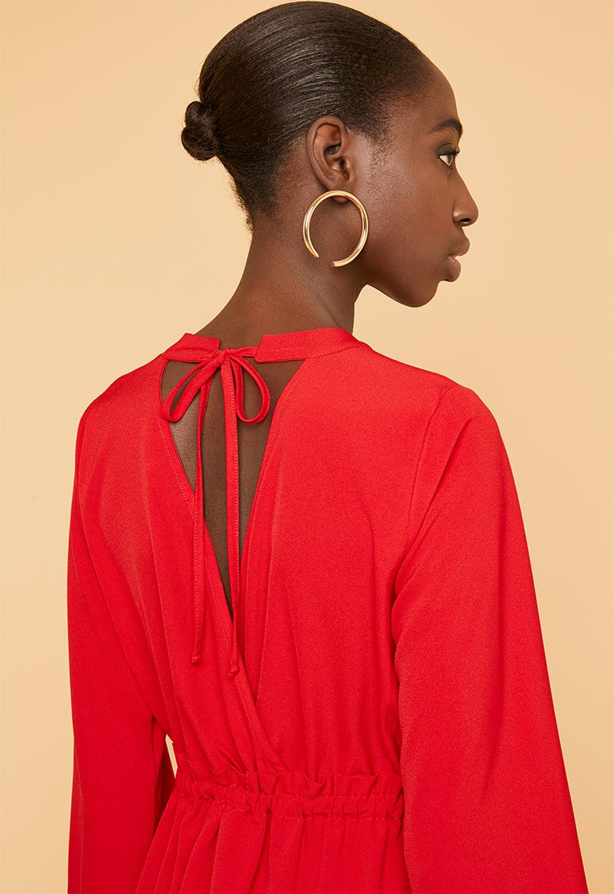 Superbalist - Lantern sleeve dress - red