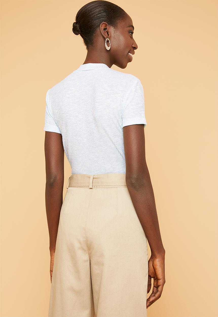 Superbalist - Soft melange rib high neck fitted tee - Light mint
