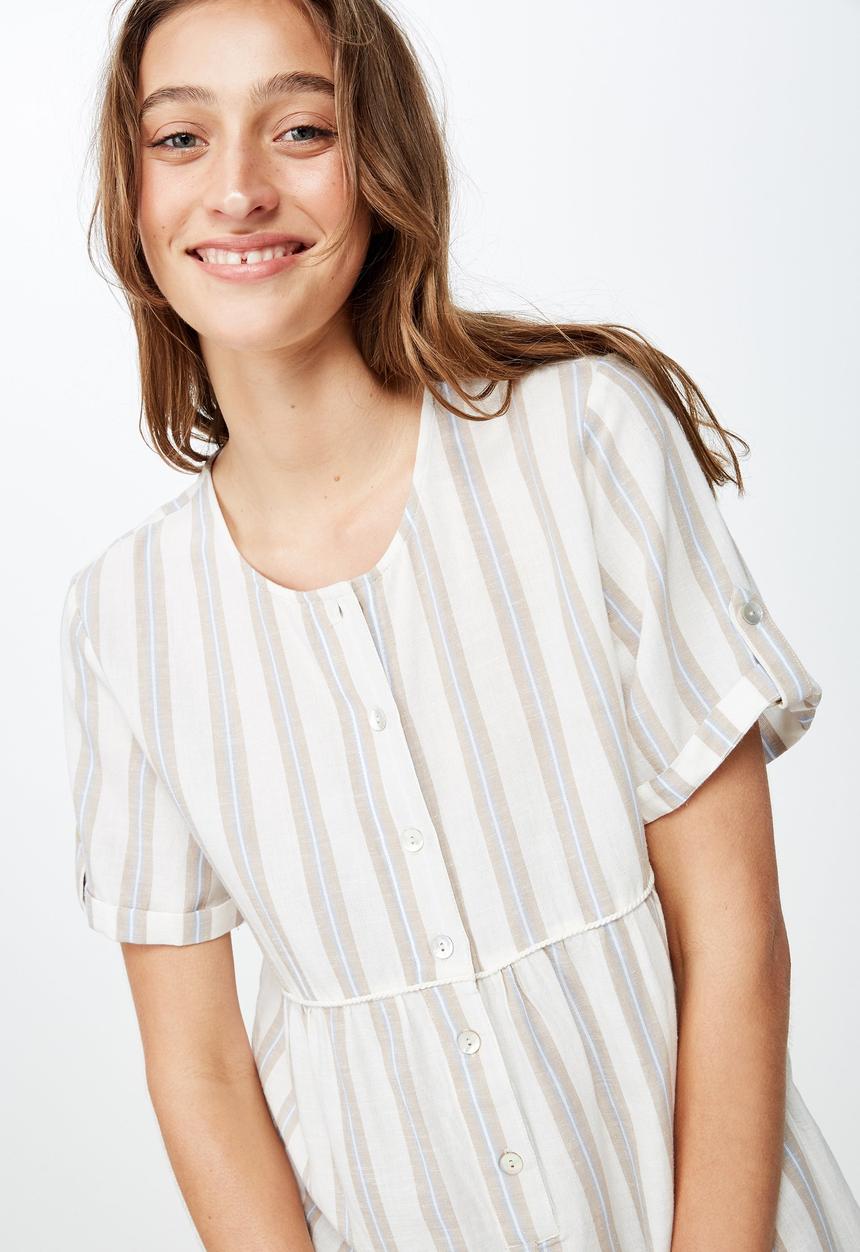 Cotton On - Woven Brielle short sleeve playsuit  - multi 