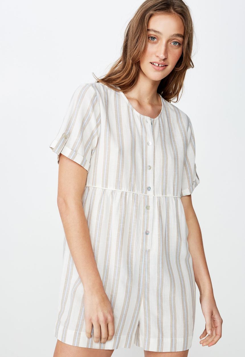Cotton On - Woven Brielle short sleeve playsuit  - multi 