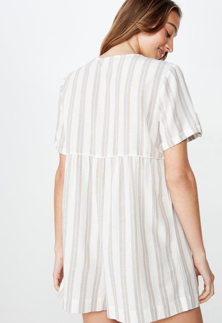 Cotton On - Woven Brielle short sleeve playsuit  - multi 