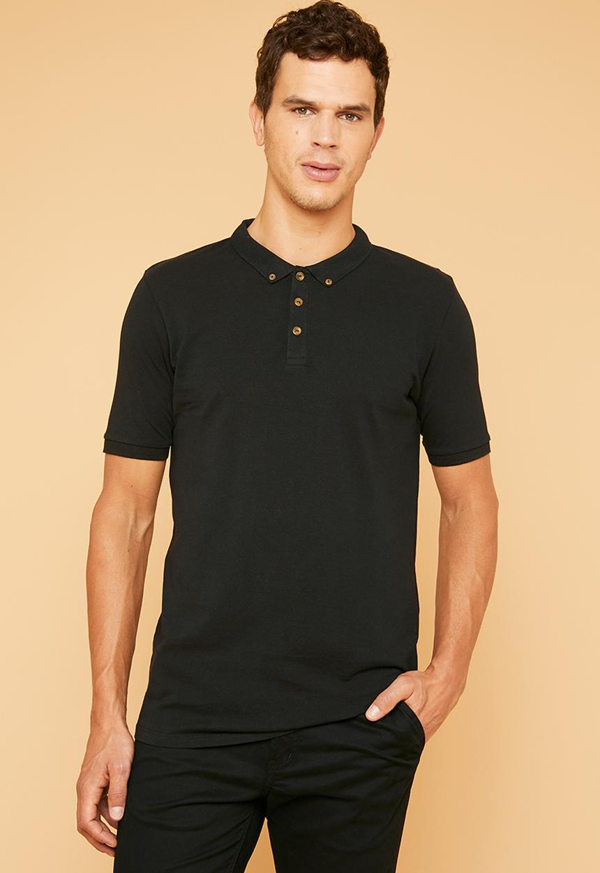 Superbalist - Pique slim fit golfer - black