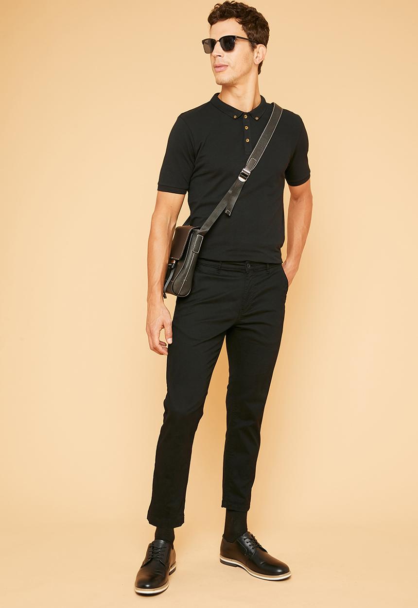Superbalist - Pique slim fit golfer - black