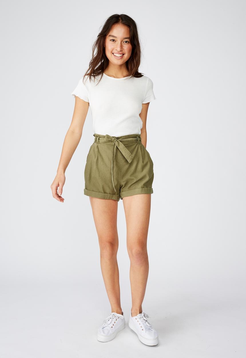 Cotton On - Riley high waist short - green