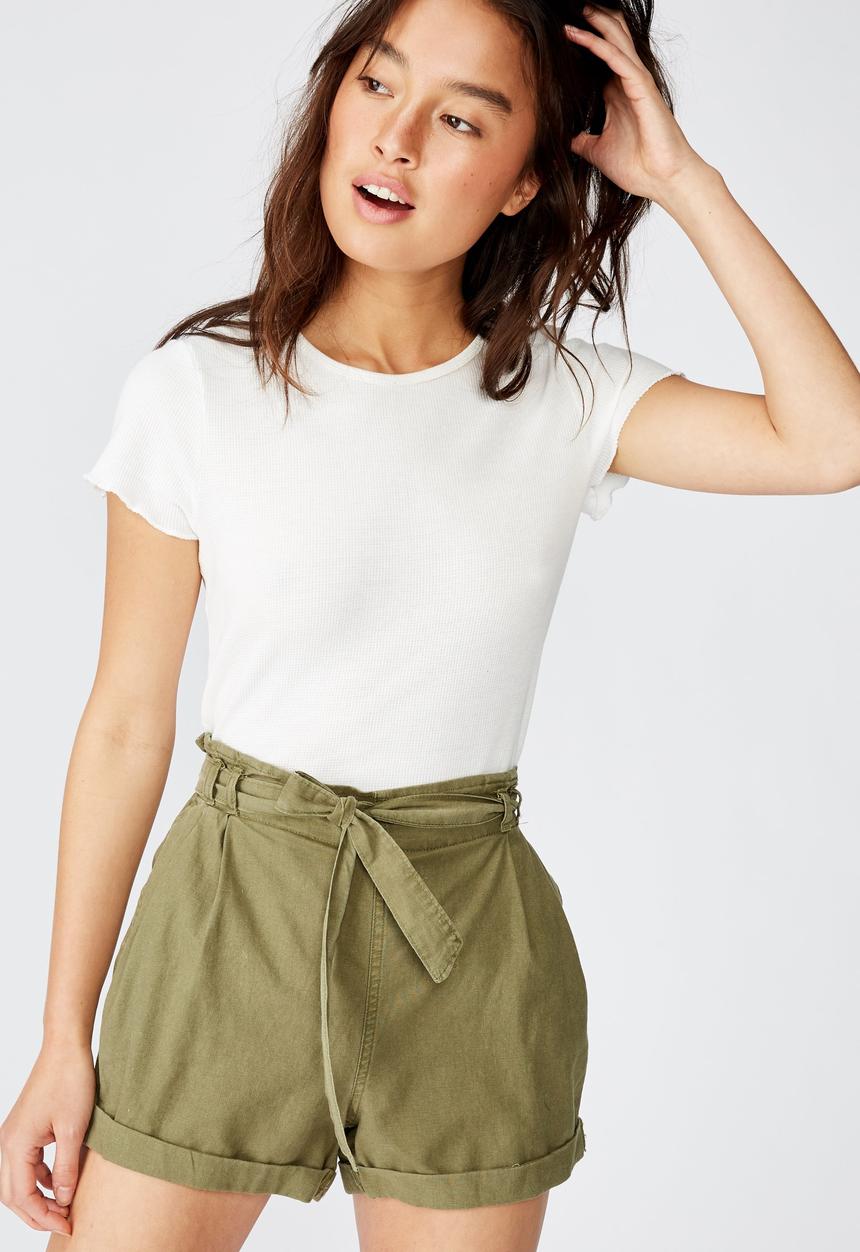 Cotton On - Riley high waist short - green