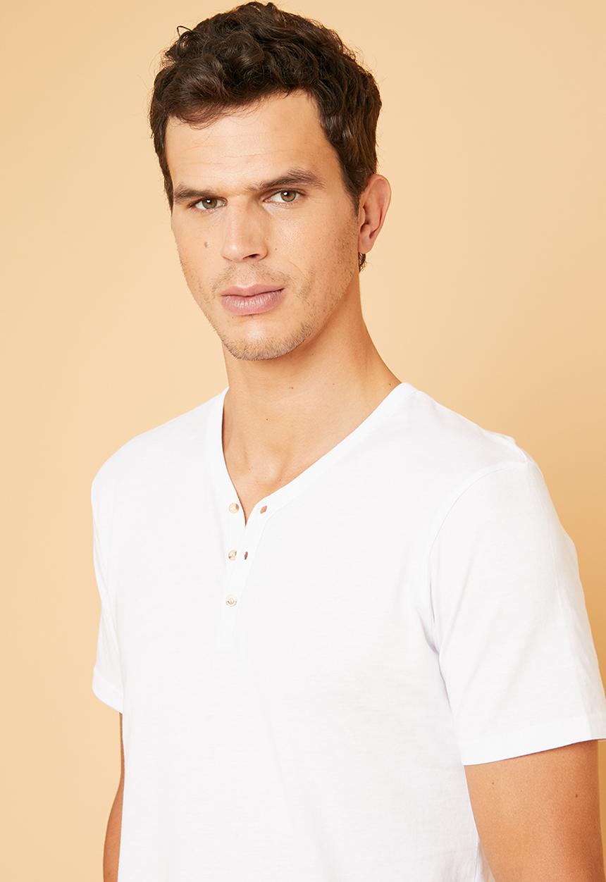 Superbalist - Plain short sleeve henley tee - white