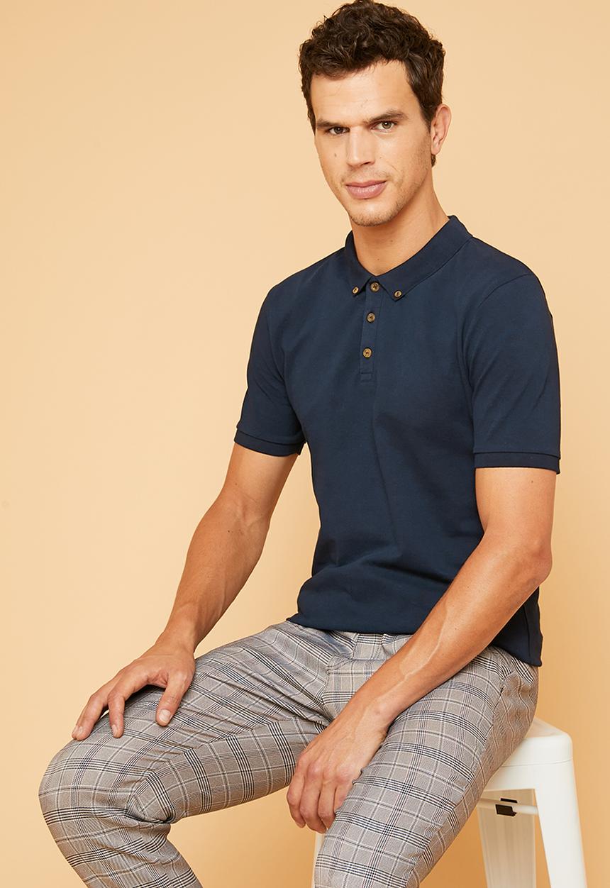 Superbalist - Pique slim fit golfer - navy