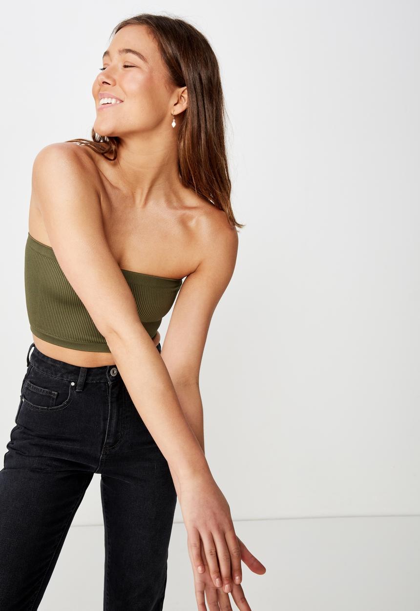 Cotton On - Samantha seam free rib tube - green