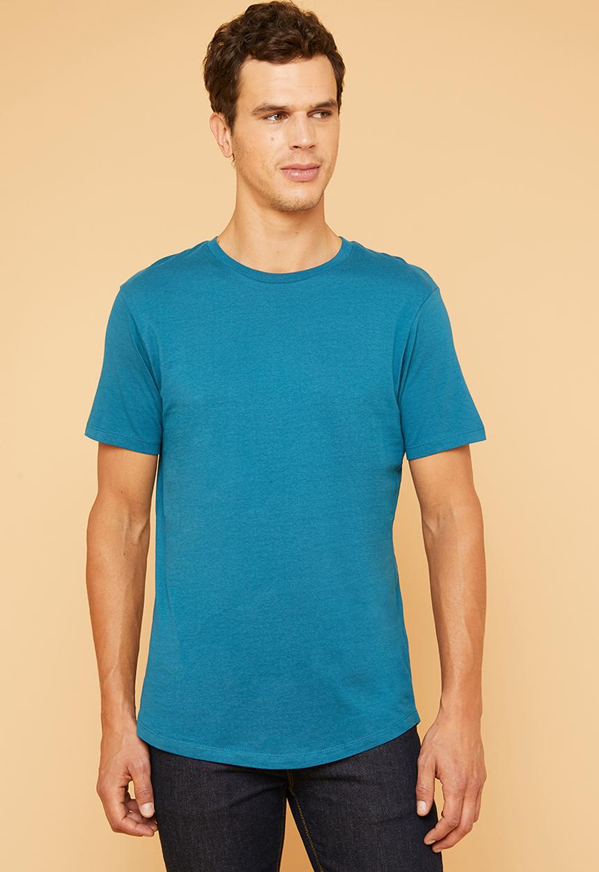 Superbalist - Longline curved hem short sleeve tee - blue