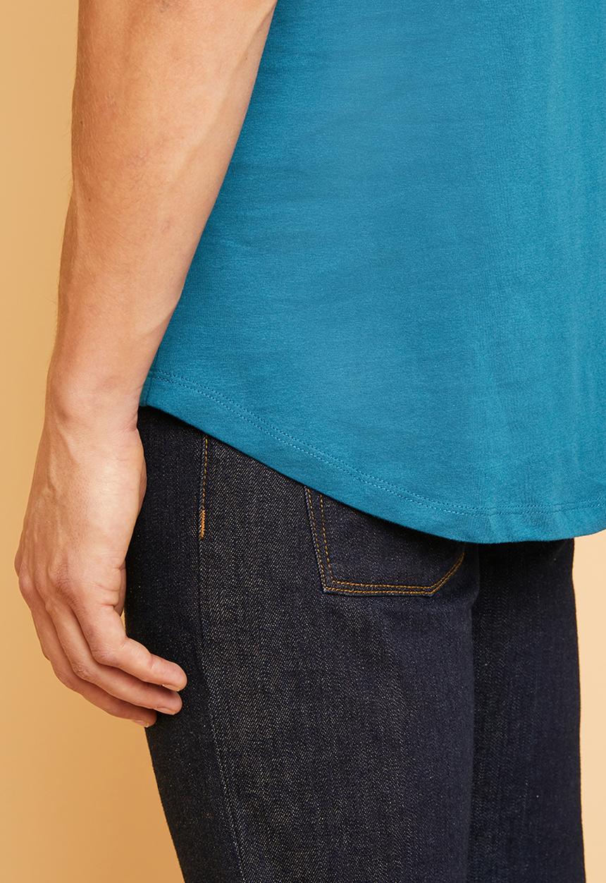 Superbalist - Longline curved hem short sleeve tee - blue