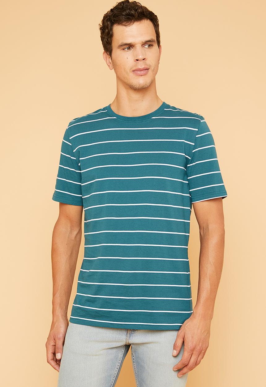 Superbalist - Feeder stripe crew neck tee - blue & pink 