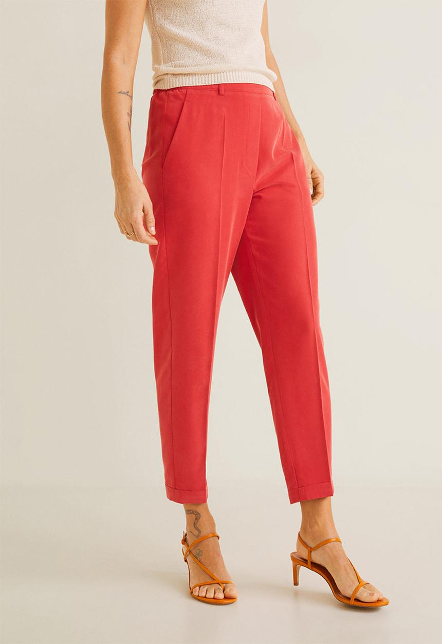MANGO - Straight leg trousers - red 