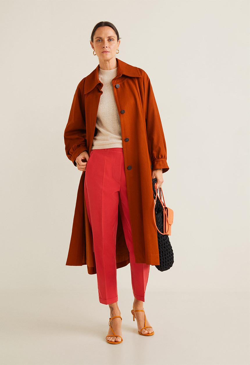 MANGO - Straight leg trousers - red 