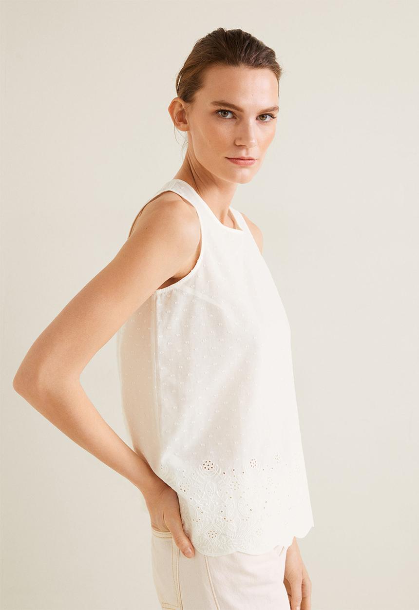 MANGO - Greta embroidered blouse - white