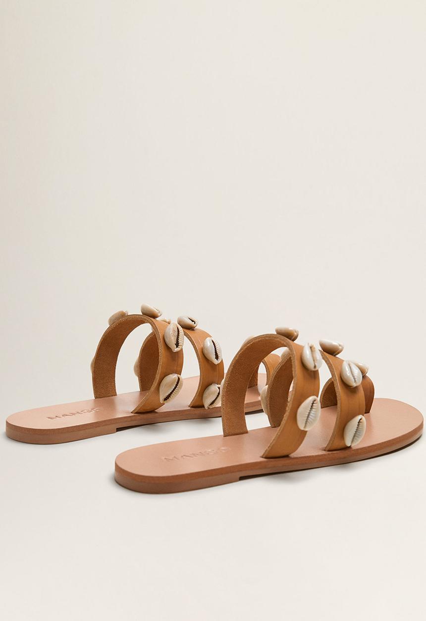 MANGO - Conchi leather sandal - brown
