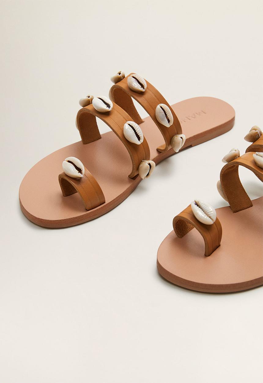 MANGO - Conchi leather sandal - brown
