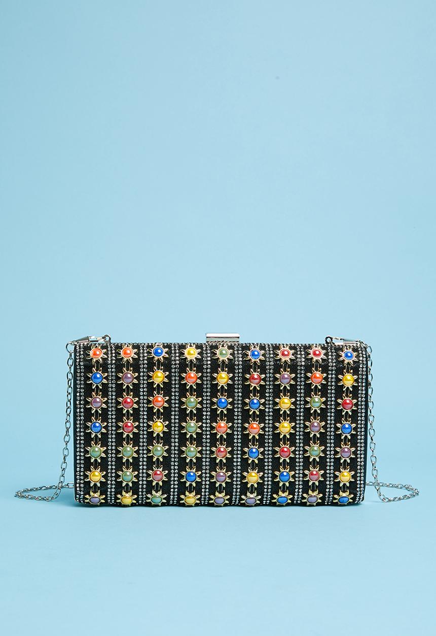 dailyfriday - Star embellished clutch - black